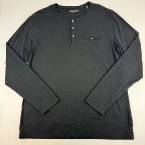 Buttercloth Mens Size L Icy Cotton Long Sleeve Henley T-Shirt Black